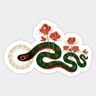 Snake and flowers 1 Sticker